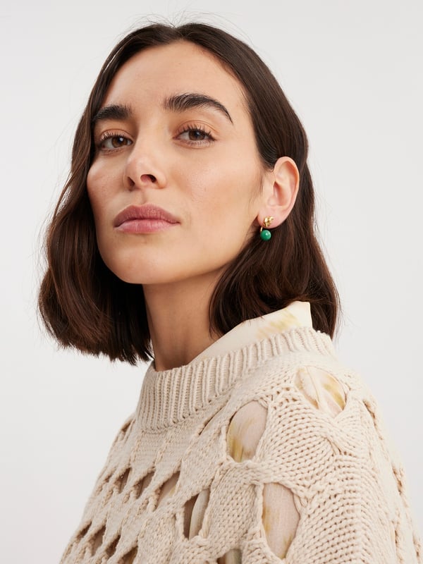 Holzweiler Meya Gold Malachite Earrings Gold Plated