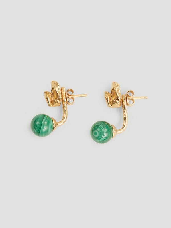 holzweiler Meya Gold Malachite Earrings Gold Plated
