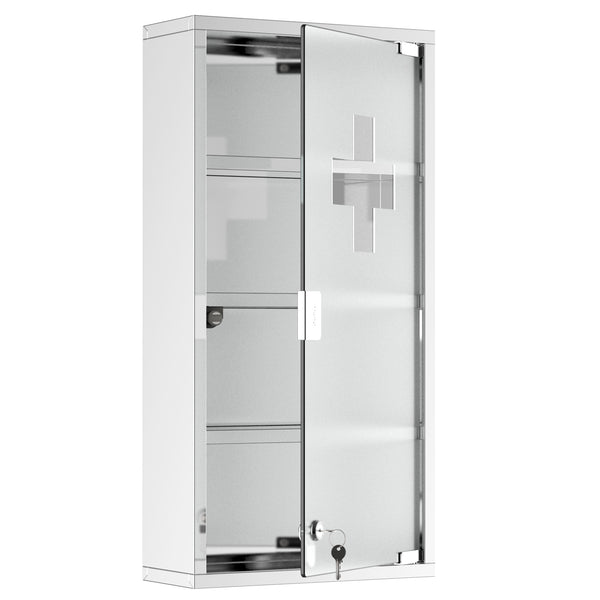 homcom 12" x 24" Stainless Steel Lockable Medicine Cabinet with 2 Keys and Shelves for Bathroom homcom 12" x 24" Stainless Steel Lockable Medicine Cabinet with 2 Keys and Shelves for Bathroom