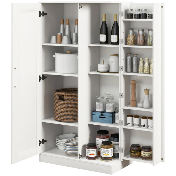 Homcom 14-Tier Kitchen Pantry Storage Cabinet Freestanding Cupboard For Dining Room White