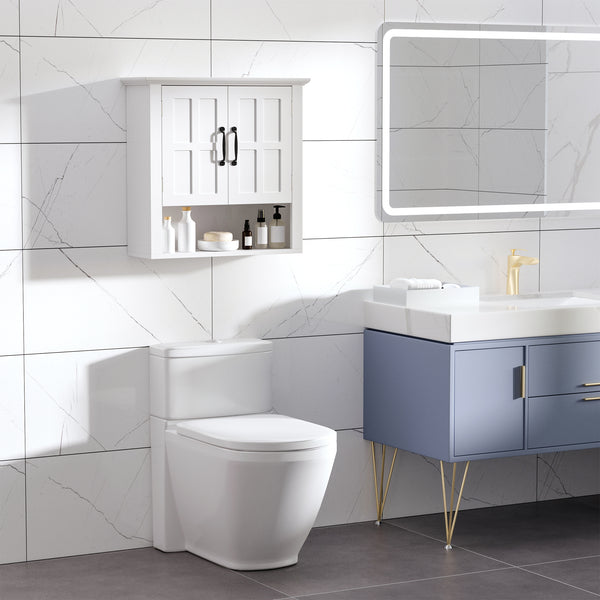 Homcom 2-Door Adjustable Shelf Wall Cabinet Medicine Cabinet For Bathroom And Kitchen White