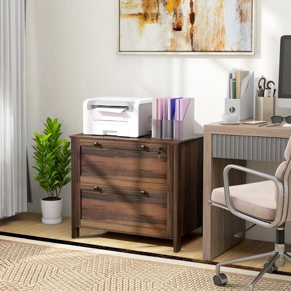 Homcom 2 Drawer Filing Cabinet With Adjustable Hanging Bar For Letter A4 Brown