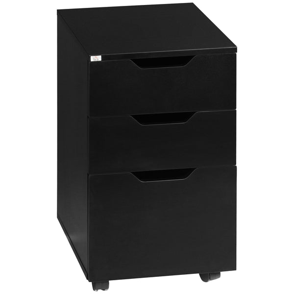Homcom 3 Drawer Mobile File Cabinet Rolling Printer Stand Vertical Filing Cabinet Black