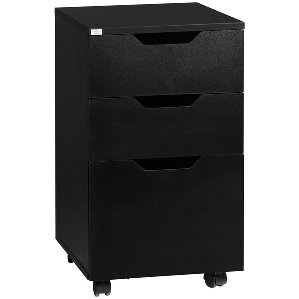 homcom 3 Drawer Mobile File Cabinet Rolling Printer Stand Vertical Filing Cabinet Black