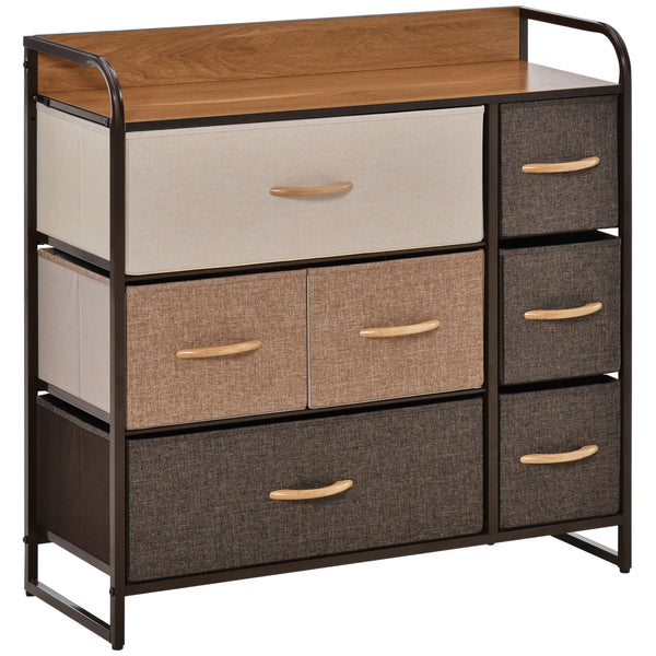 Homcom 3 Tier Storage Organizer For Bedroom Entryway 7 Drawer Dresser With Steel Frame Brown
