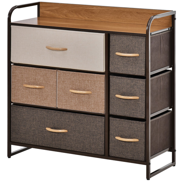 homcom 3 Tier Storage Organizer for Bedroom Entryway 7 Drawer Dresser with Steel Frame Brown