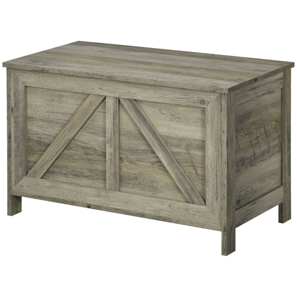 Homcom 30" Farmhouse Storage Chest Lift Top Box Organizer W/ Safety Hinge To Open Up 100° White