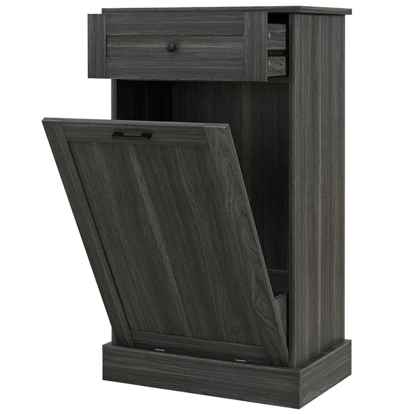 Homcom 36.6" Freestanding Storage Cabinet With Tilt-Out Trash Bin & Drawer Charcoal Gray