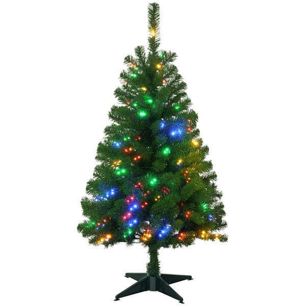 Homcom 4' Artificial Prelit Christmas Trees With Warm White Or Colorful LED Lights Auto Open