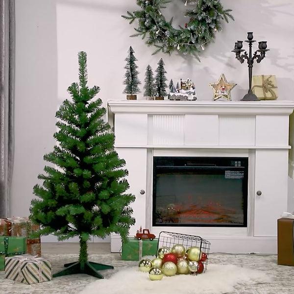 homcom 4' Artificial Prelit Christmas Trees with Warm White or Colorful LED Lights Auto Open