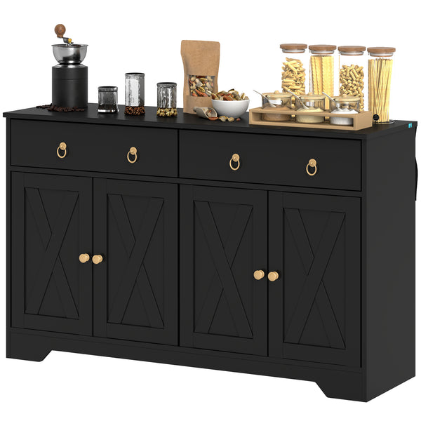 Homcom 48" Storage Buffet Cabinet Dining Sideboard Cabinet With Adjustable Shelves Black