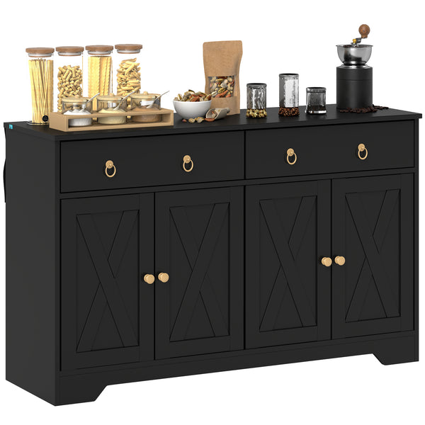 homcom 48" Storage Buffet Cabinet Dining Sideboard Cabinet with Adjustable Shelves Black