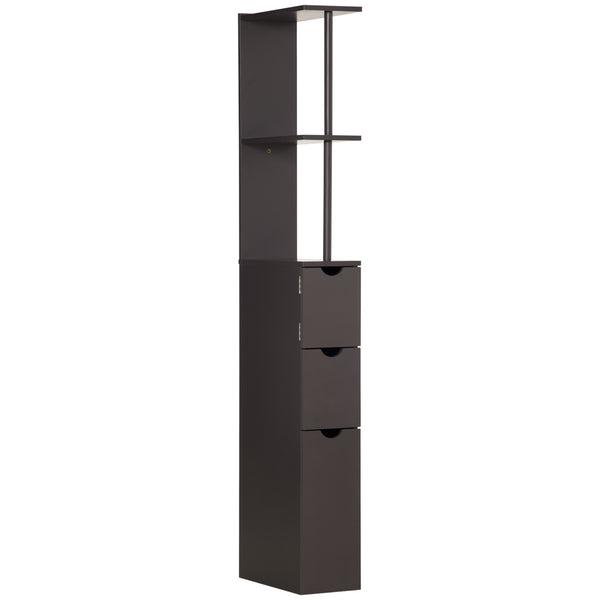 homcom 54" Tall Bathroom Storage Cabinet Freestanding Linen Tower w/ 2 Tier Shelf & Drawers Brown homcom 54" Tall Bathroom Storage Cabinet Freestanding Linen Tower w/ 2 Tier Shelf & Drawers Brown