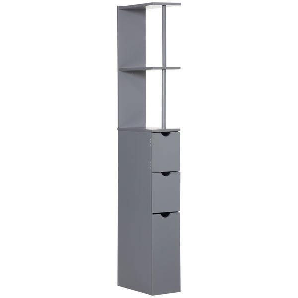 homcom 54" Tall Bathroom Storage Cabinet Freestanding Linen Tower w/ 2 Tier Shelf & Drawers Grey homcom 54" Tall Bathroom Storage Cabinet Freestanding Linen Tower w/ 2 Tier Shelf & Drawers Grey