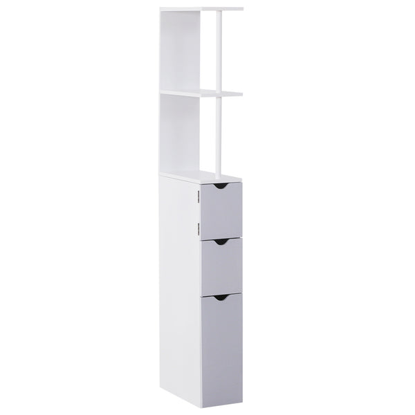 homcom 54" Tall Bathroom Storage Cabinet Freestanding Linen Tower w/ 2 Tier Shelf & Drawers White homcom 54" Tall Bathroom Storage Cabinet Freestanding Linen Tower w/ 2 Tier Shelf & Drawers White