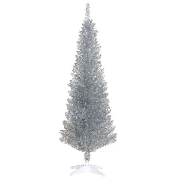 homcom 5ft Pencil Artificial Christmas Tree with Realistic Branches & 294 Tips Silver