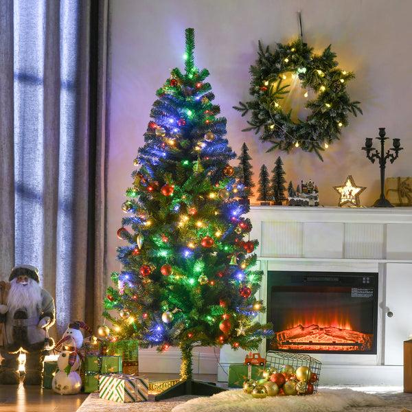 Homcom 6' Artificial Prelit Christmas Trees With Warm White Or Colorful LED Lights Auto Open