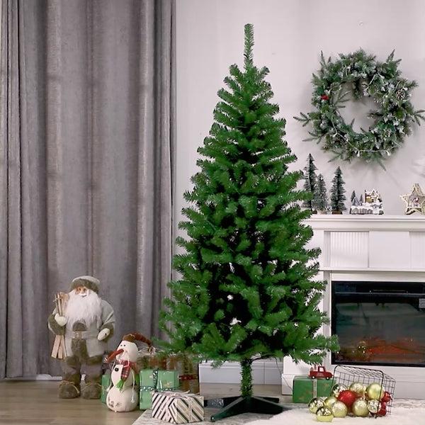 homcom 6' Artificial Prelit Christmas Trees with Warm White or Colorful LED Lights Auto Open