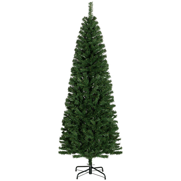 homcom 6 FT Slim Christmas Tree Pencil Xmas Artificial Tree w/ 618 Tips & Stable Stand Green