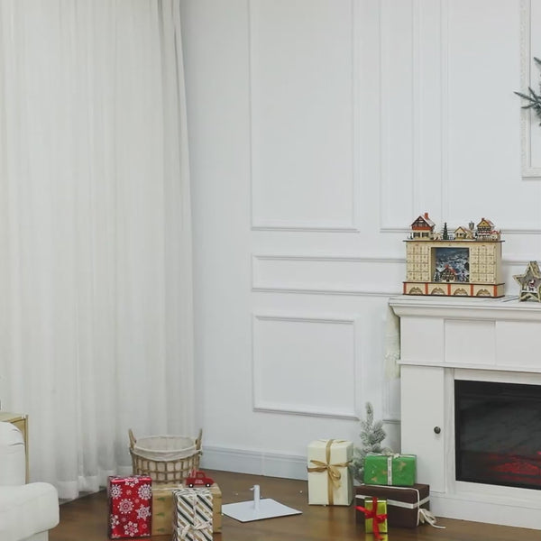 homcom 6' Slim Frosted Christmas Trees w/ Warm White or Colorful LED Lights Downswept Shape