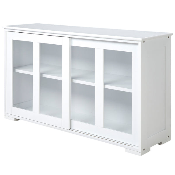 Homcom 63" Small Buffet With Hutch 4 Door Kitchen Pantry Freestanding Storage Cabinet White