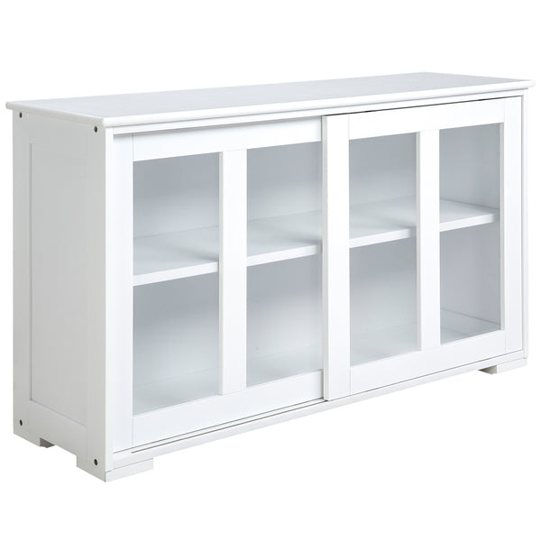 homcom 63" Small Buffet with Hutch 4 Door Kitchen Pantry Freestanding Storage Cabinet White