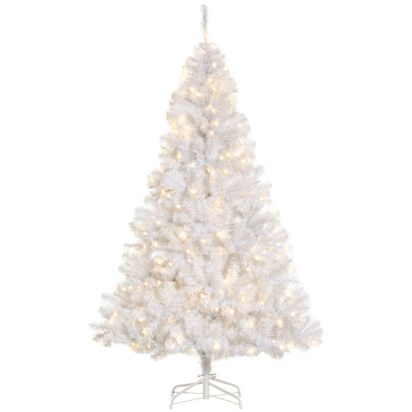 Homcom 6FT PreLit Artificial Christmas Tree W/ 250 Warm White LEDs & 1000 Tips White