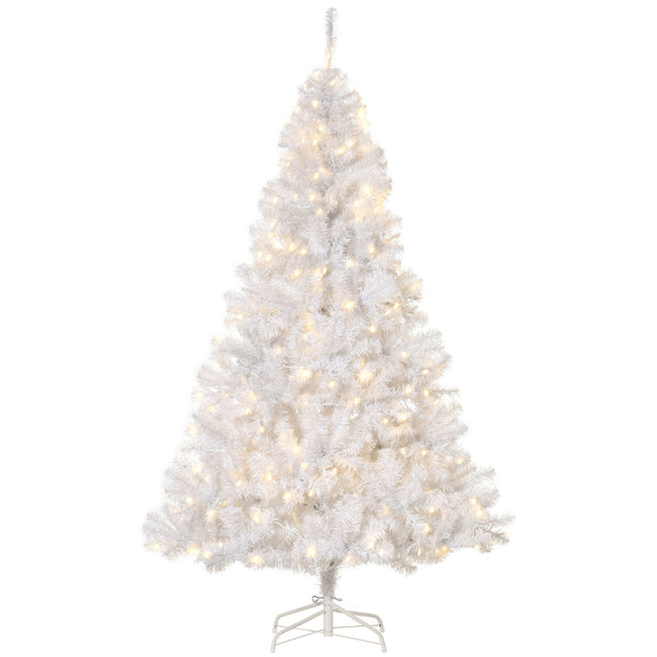 Homcom 6FT PreLit Artificial Christmas Tree W/ 250 Warm White LEDs & 1000 Tips White