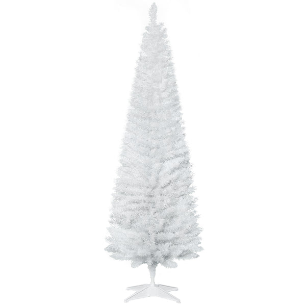 Homcom 6ft Slim Artificial Christmas Tree With 390 Realistic Branch Tips & Plastic Stand White