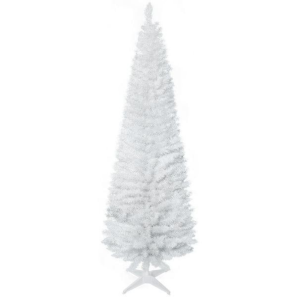 Homcom 6ft Slim Artificial Christmas Tree With 390 Realistic Branch Tips & Plastic Stand White