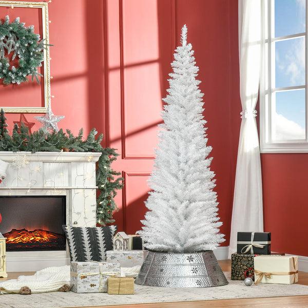 Homcom 6ft Slim Artificial Christmas Tree With 390 Realistic Branch Tips & Plastic Stand White
