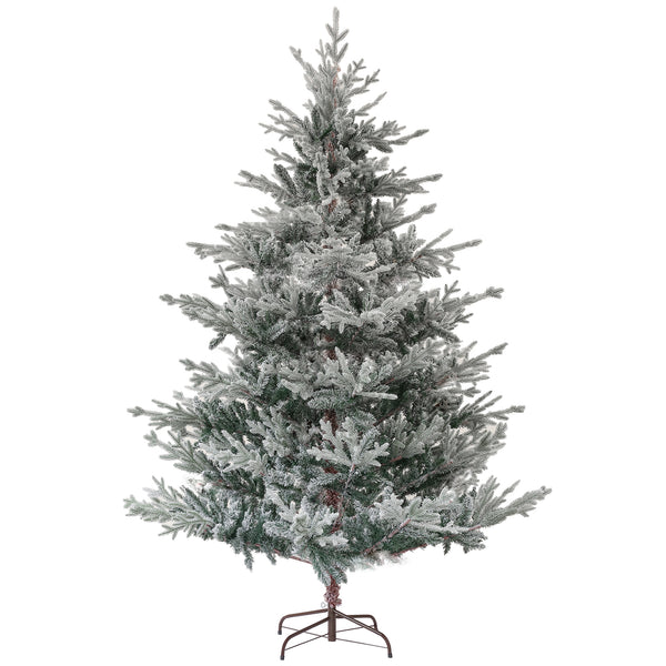 Homcom 7.5 Ft Artificial Nordic Pine Christmas Tree With Snow Easy Assembly Hinged Xmas Tree