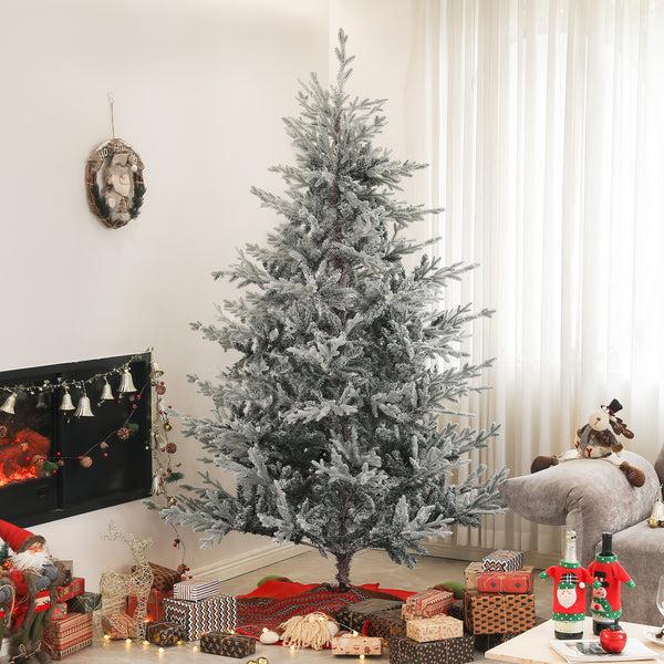 Homcom 7.5 Ft Artificial Nordic Pine Christmas Tree With Snow Easy Assembly Hinged Xmas Tree