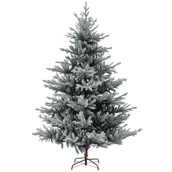 homcom 7.5 Ft Artificial Nordic Pine Christmas Tree with Snow Easy Assembly Hinged Xmas Tree