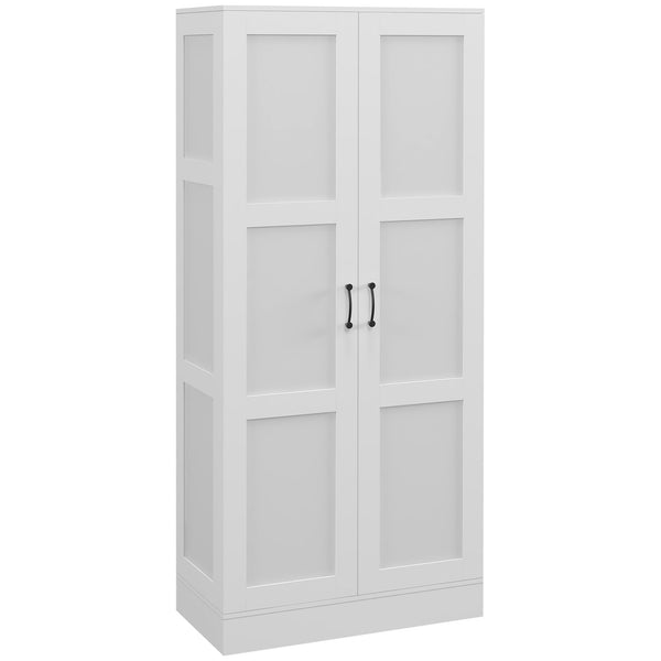homcom 71" Tall Storage Cabinet with Movable Shelves Modern Pantry Cupboard White