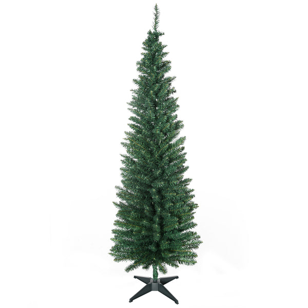 Homcom 7ft Pencil Christmas Tree With 499 Realistic Branch Tips & Plastic Stand Green