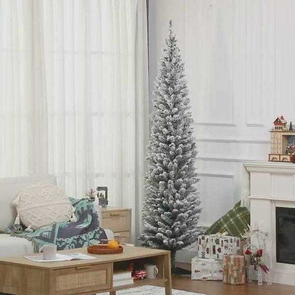 homcom 7ft Slim Artificial Pencil Christmas Tree with Realistic Branches & Warm White LEDs Green homcom 7ft Slim Artificial Pencil Christmas Tree with Realistic Branches & Warm White LEDs Green