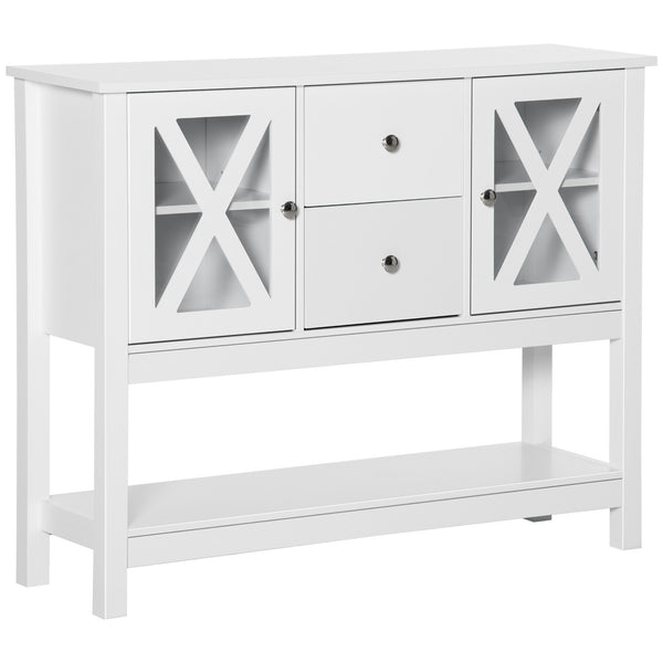 homcom Coffee Bar Cabinet Sideboard Buffet with Storage Drawers and Glass Door White