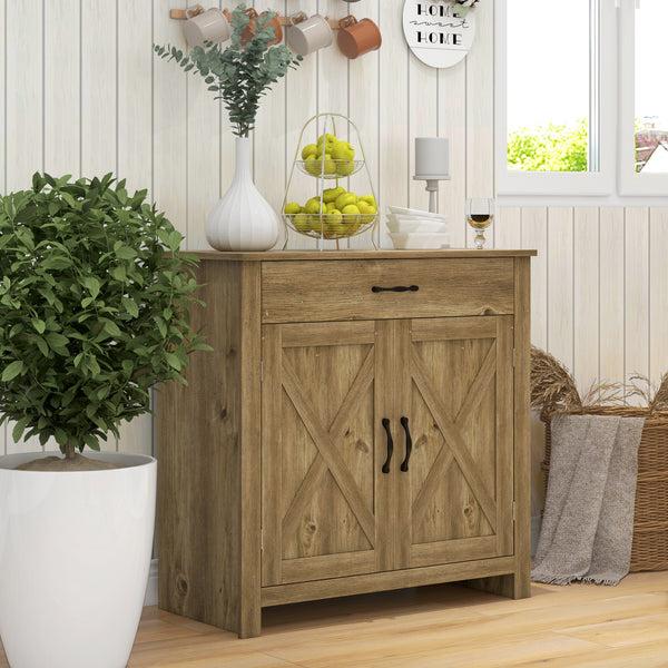 Homcom Farmhouse Barn Door Sideboard Buffet Accent Storage Cabinet Coffee Bar TV Table