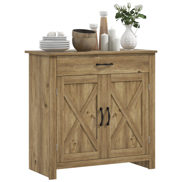 homcom Farmhouse Barn Door Sideboard Buffet Accent Storage Cabinet Coffee Bar TV Table