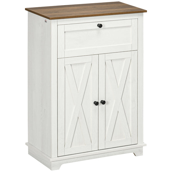 homcom Farmhouse Sideboard Storage Cabinet With Doors And Drawer 23.5"x11.75"x34.5" White