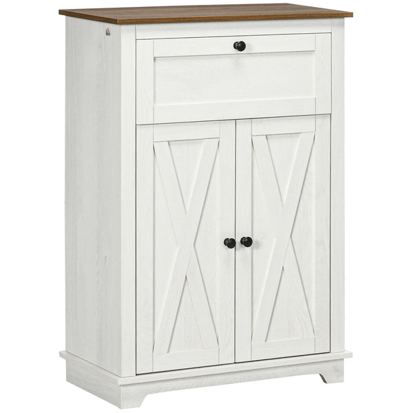 homcom Farmhouse Sideboard Storage Cabinet with Doors and Drawer 23.5"x11.75"x34.5" White