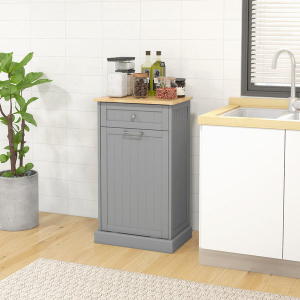 Homcom Hidden Container Waste Bin Hands Free Kitchen Cabinet Tipping Opening