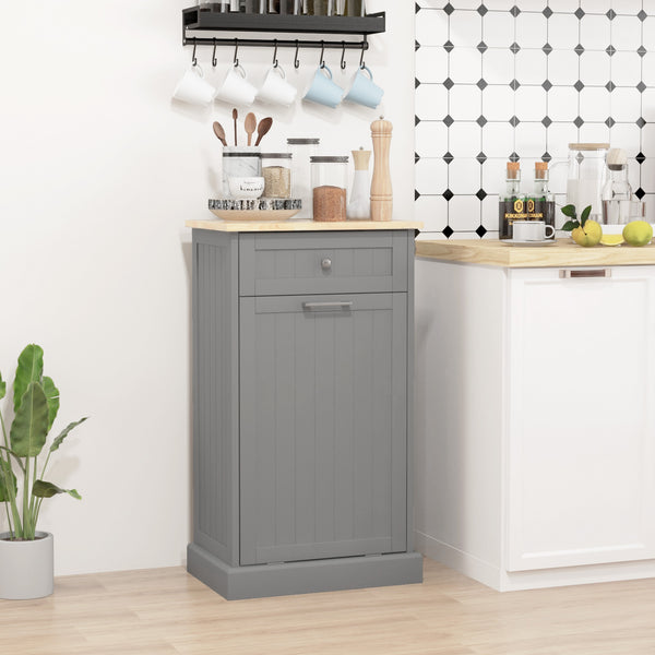 Homcom Hidden Container Waste Bin Hands Free Kitchen Cabinet Tipping Opening