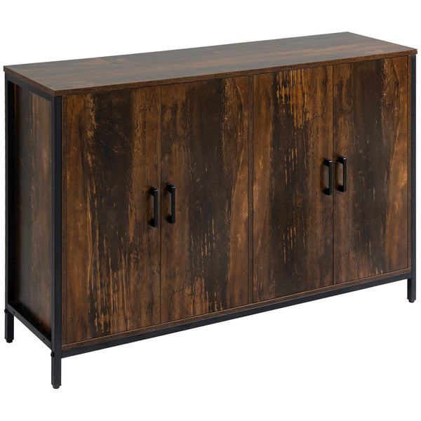Homcom Industrial Sideboard Buffet Cabinet With Doors & Adjustable Shelves Rustic Brown