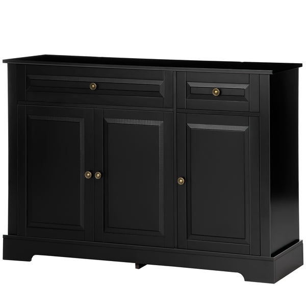Homcom Kitchen Sideboard Buffet Cabinet With 2 Drawers And Adjustable Shelves Black