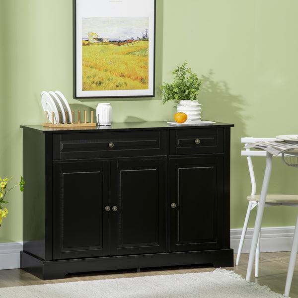 Homcom Kitchen Sideboard Buffet Cabinet With 2 Drawers And Adjustable Shelves Black