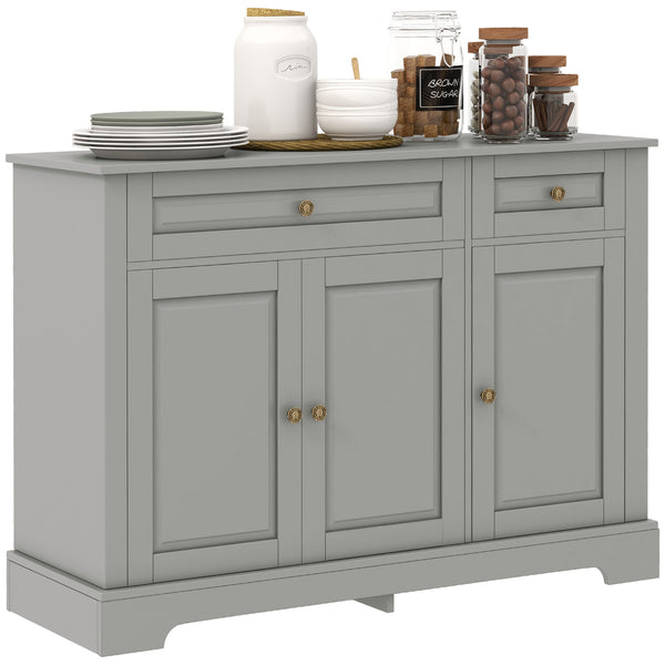 homcom Kitchen Sideboard Buffet Cabinet with 2 Drawers and Adjustable Shelves Gray