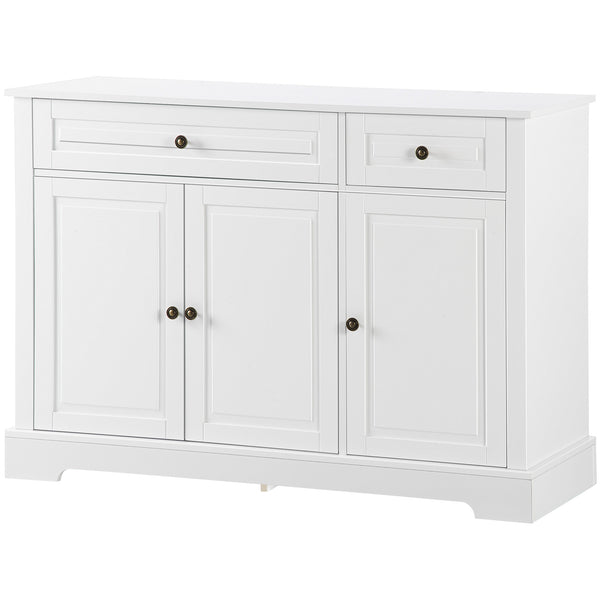 Homcom Kitchen Sideboard Buffet Cabinet With 2 Drawers And Adjustable Shelves White
