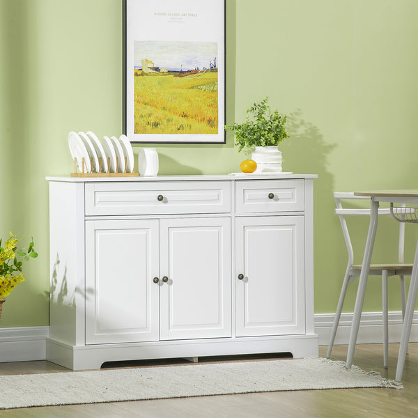 Homcom Kitchen Sideboard Buffet Cabinet With 2 Drawers And Adjustable Shelves White